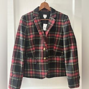 J CREW Stewart tartan wool-blend schoolboy blazer